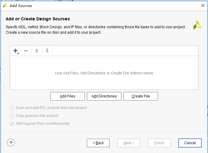 Add or Create Design Sources dialog box