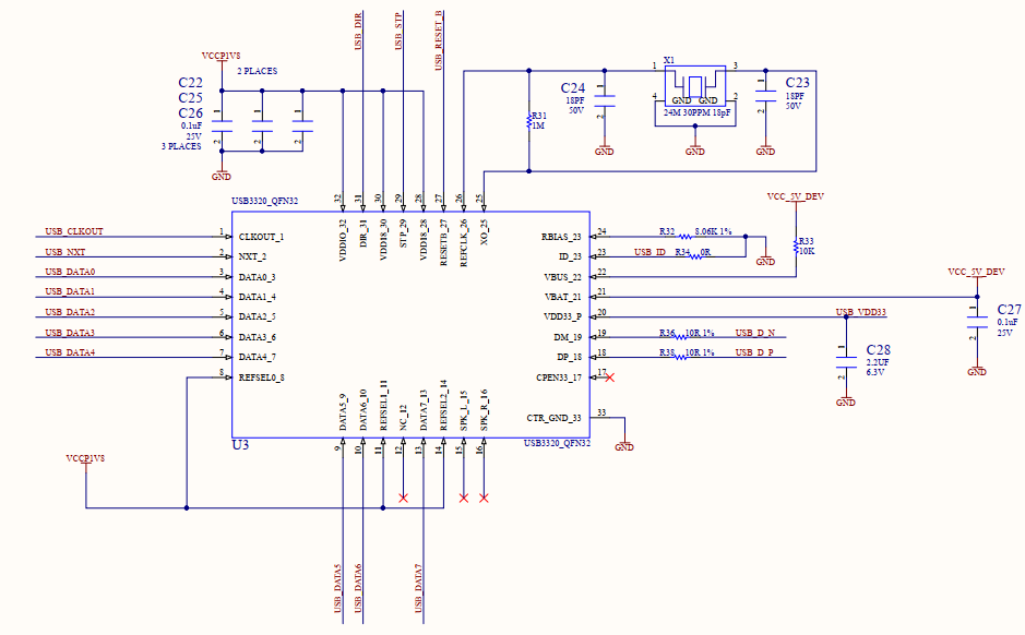 Schematic USB Transceiver Section